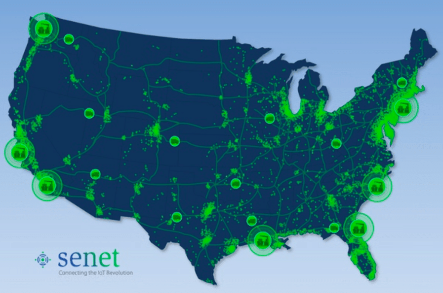 Senet's LoRaWan coverage across the United States