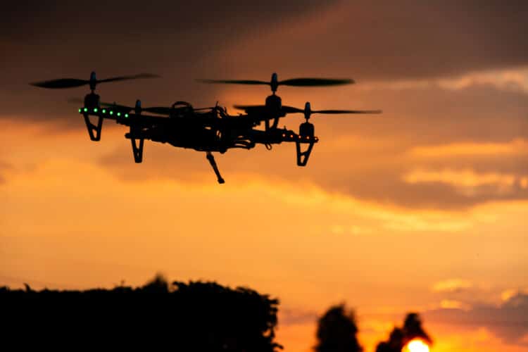 Drone at sunrise - anti-drone systems market