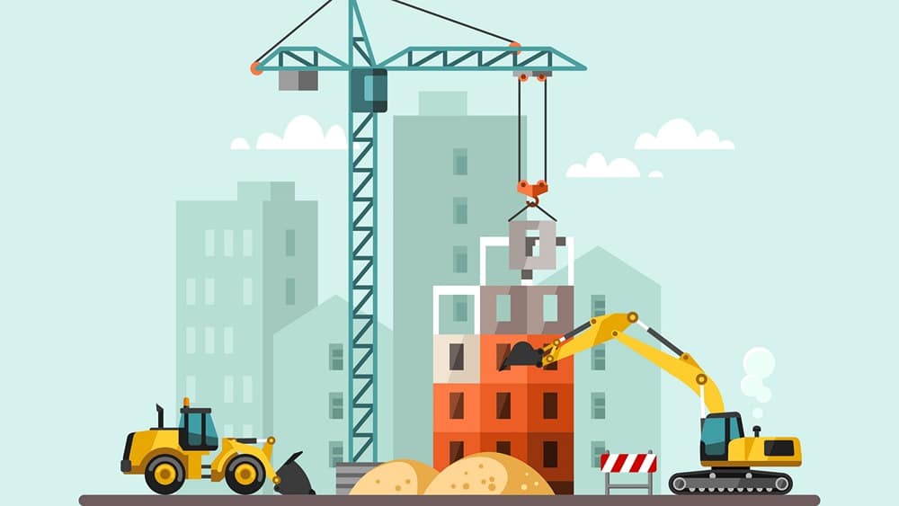 Image of construction site with crane and equipment