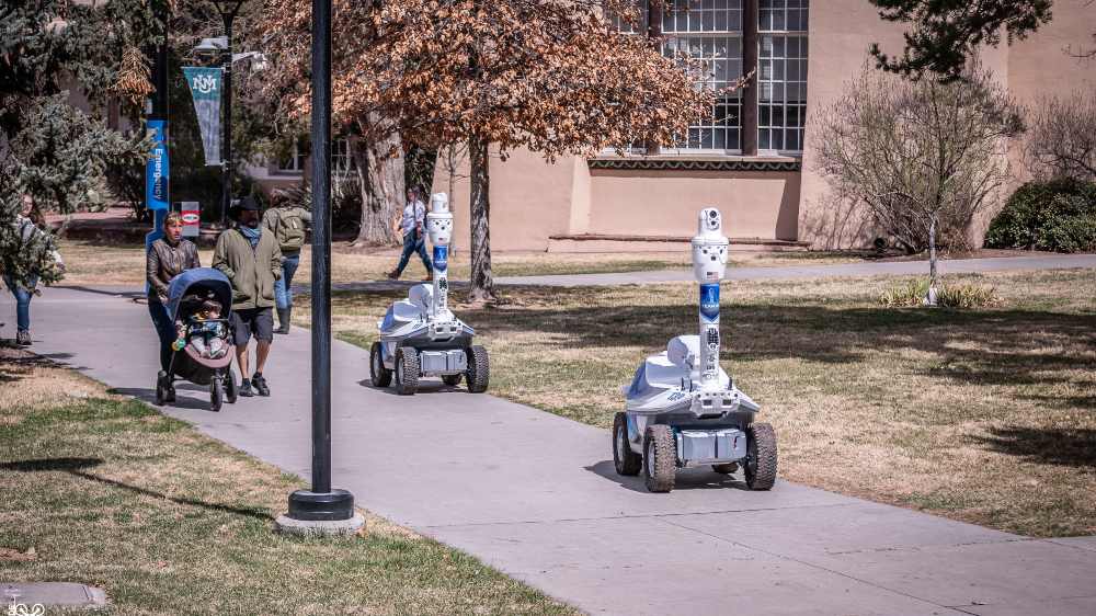 Security robots on a campus