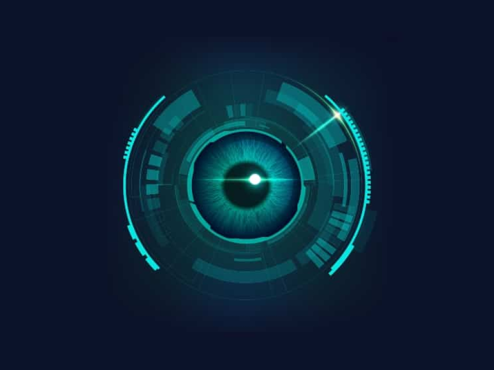 Surveillance - camera lens with eye